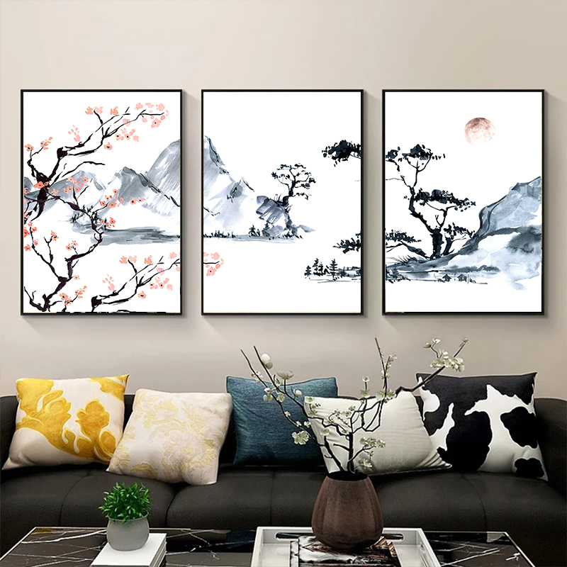 Japanese Living Lifestyle - สไตล์ญี่ปุ่นต้นซากุระภาพวาดสีน้ำมันบนผ้าใบโปสเตอร์พิมพ์ศิลปะบนผนังแบบเรียบง่ายสมัยใหม่ตกแต่งห้องนอนห้องนั่งเล่น