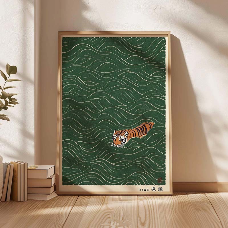 Japanese Minimalist Lifestyle - โปสเตอร์ลายเสือญี่ปุ่นวินเทจสไตล์อุคิโยะเอะภาพวาดบนผ้าใบพิมพ์งานศิลปะติดผนังภาพเอเชียสไตล์มินิมอลสำหรับตกแต่งบ้าน