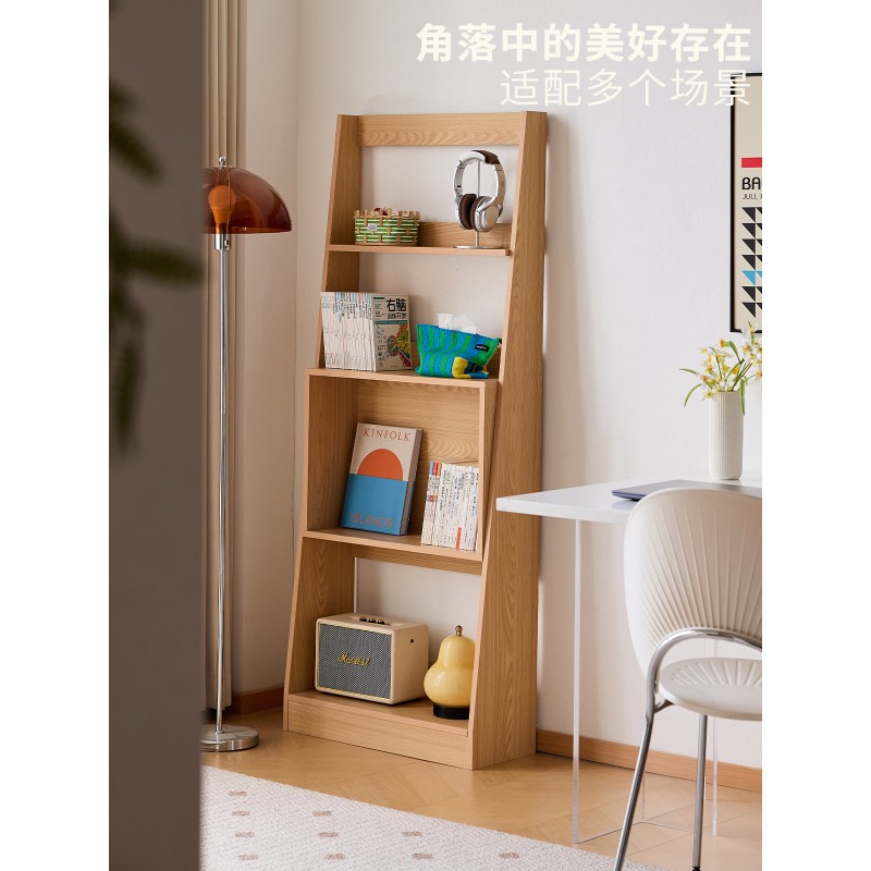 Japanese Living Lifestyle - ชั้นวางหนังสือสไตล์นอร์ดิกแบบญี่ปุ่น ชั้นวางหนังสือขนาดเล็ก ชั้นวางหนังสือภาพสำหรับเด็ก ชั้นวางหนังสือตั้งพื้นในห้องนั่งเล่น ชั้นวางของ