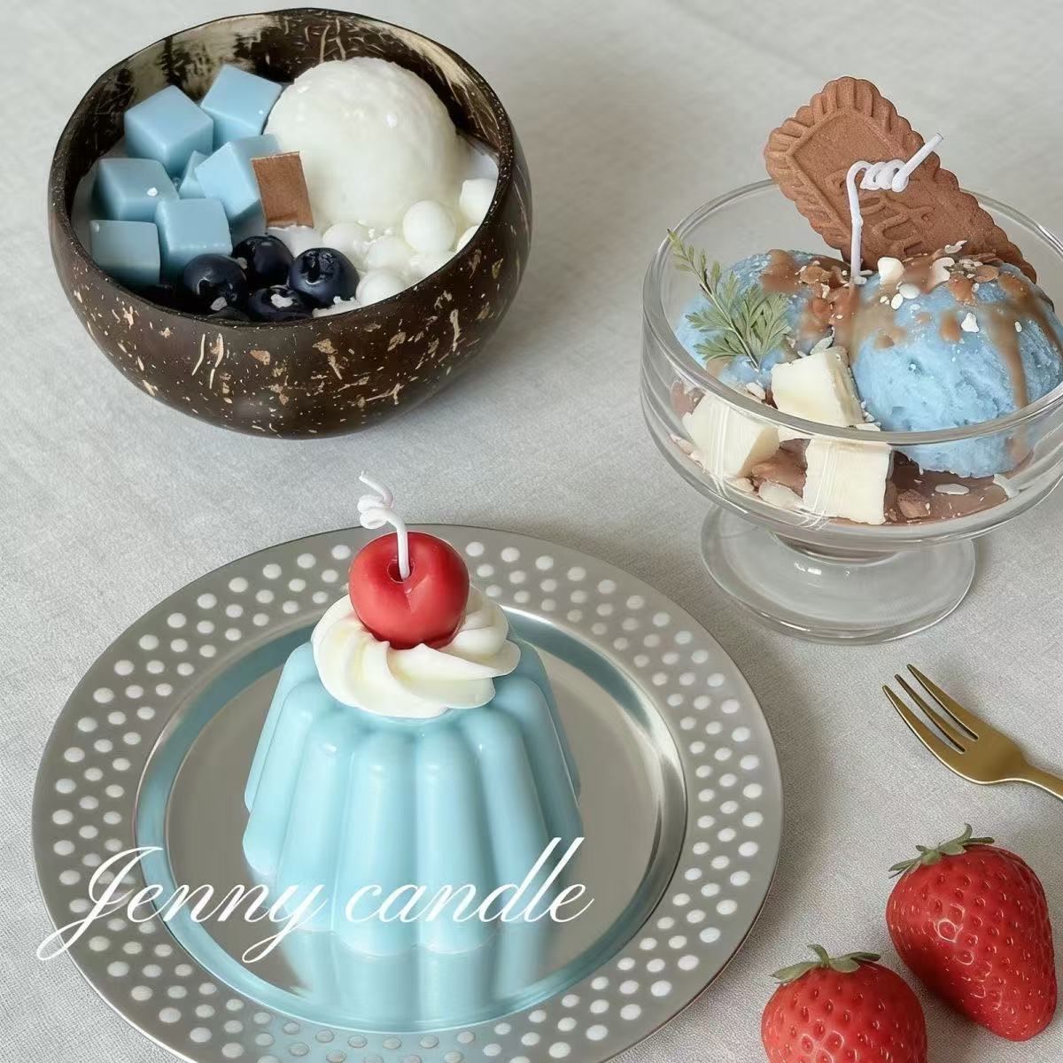 Japanese Candle Wax - ของตกแต่งห้องสไตล์ญี่ปุ่น โถเปลือกมะพร้าว ขนมหวาน เทียนหอม ของตกแต่งห้องนอน กลิ่นหอม