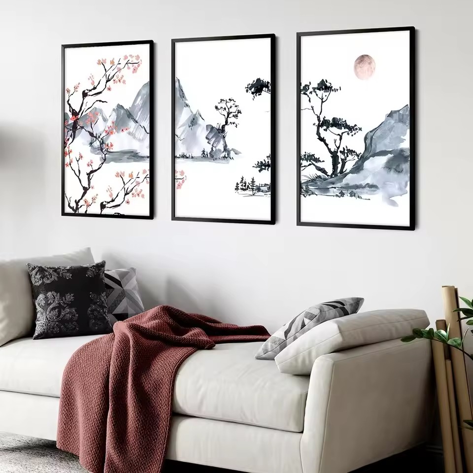 สไตล์ญี่ปุ่นต้นซากุระภาพวาดสีน - Japanese Living Lifestyle บทวิจารณ์และราคา