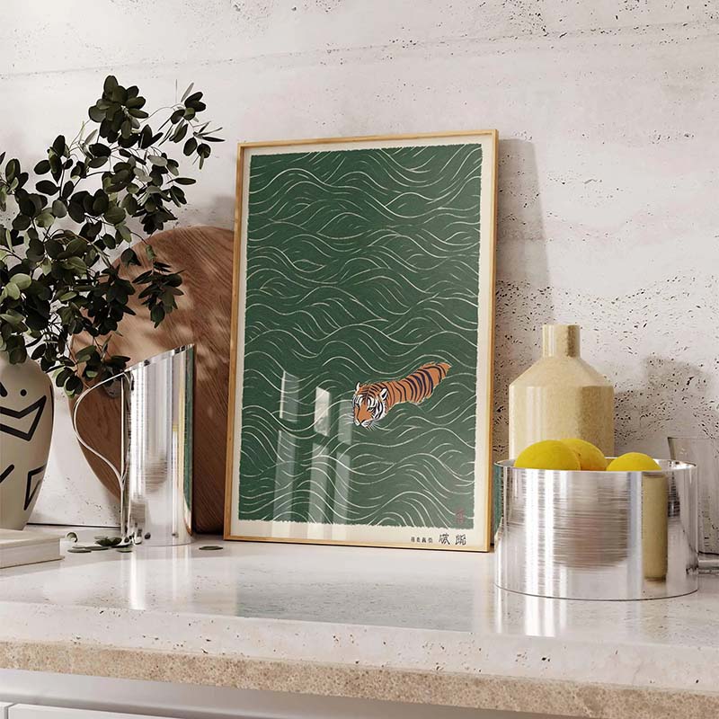 โปสเตอร์ลายเสือญี่ปุ่นวินเทจสไ - Japanese Minimalist Lifestyle บทวิจารณ์และราคา